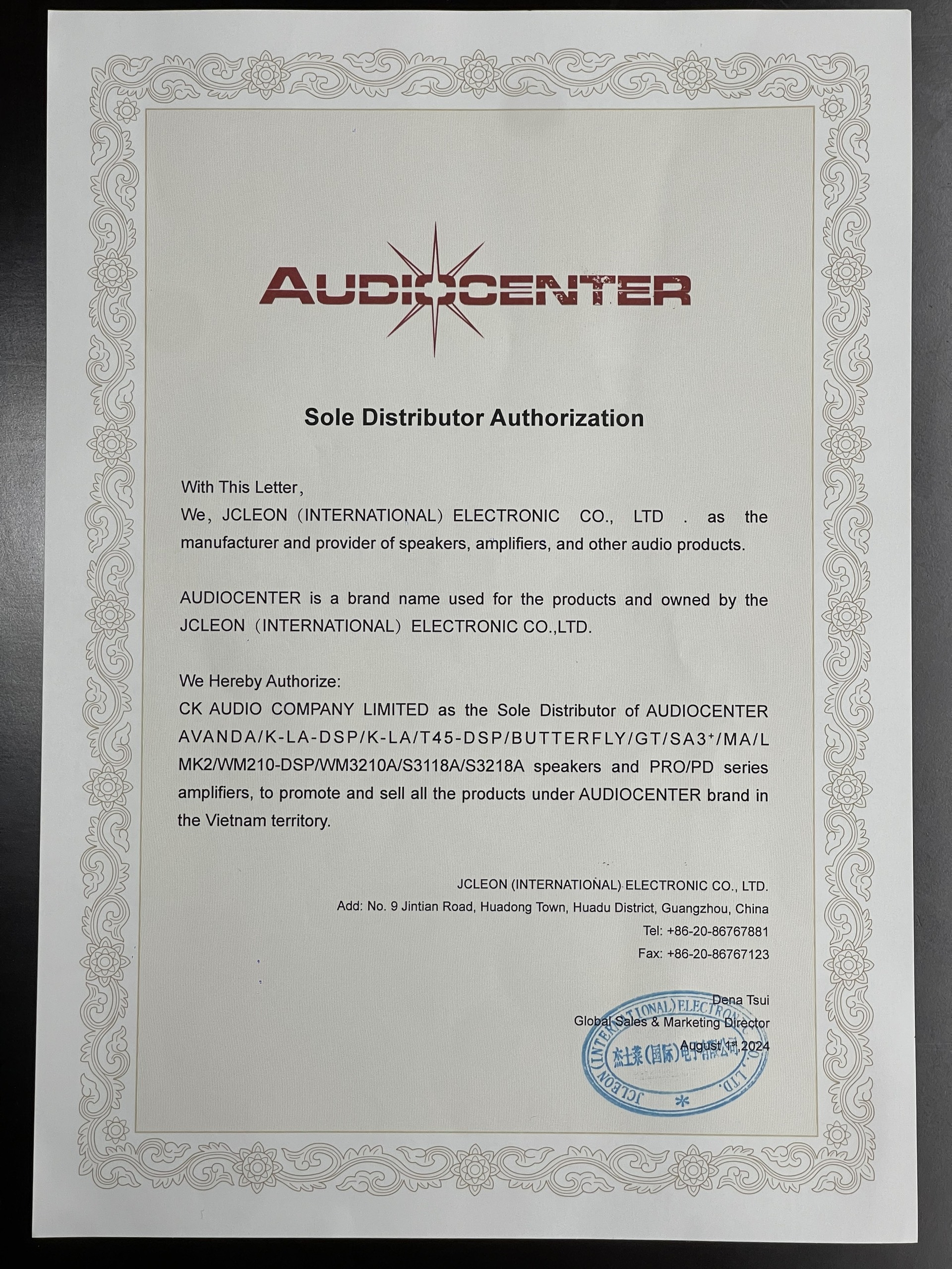 giay chung nhan audiocenter