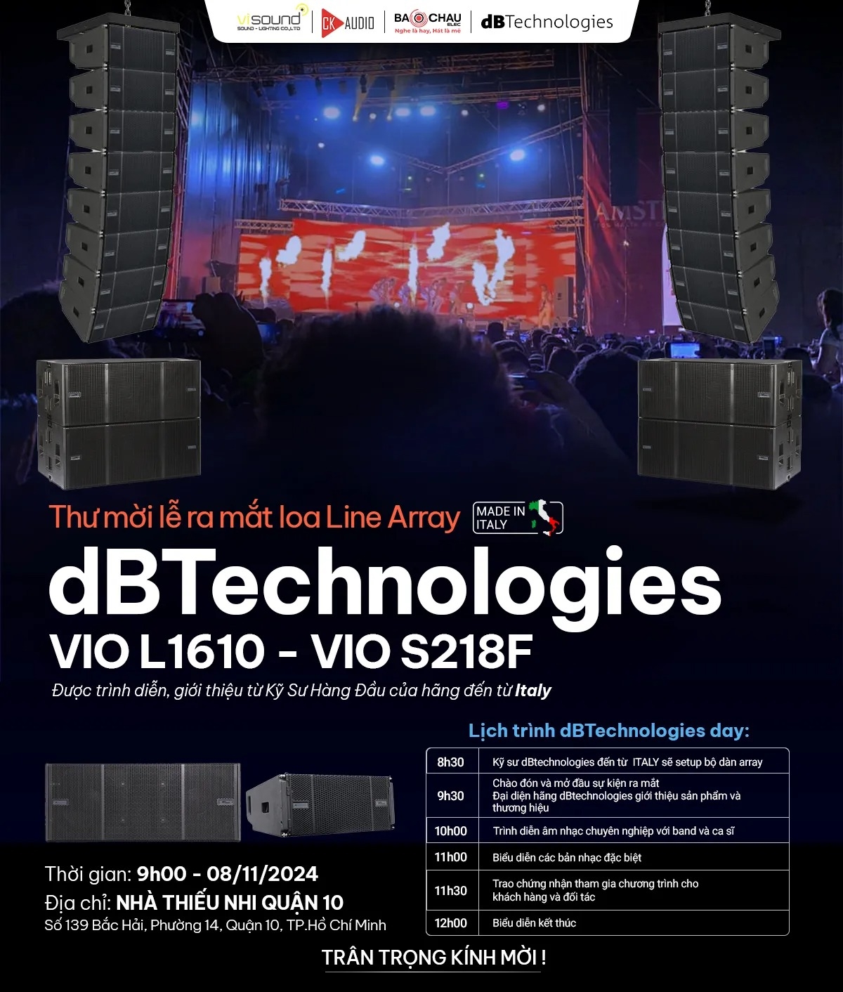 thu moi tham du su kien ra mat loa line array dbtechnologies vio l1610