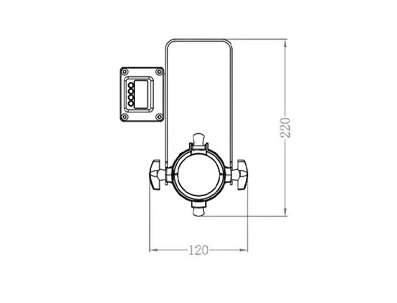 Đèn Profile VLTG Mini 30W bản vẽ chiều rộng 120mm và chiều cao 220mm