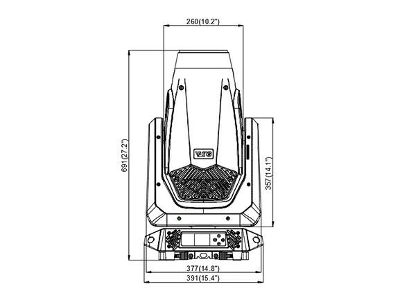 Đèn Moving LED Profile VLTG Varytic 5 Pro-P bản vẽ kích thước