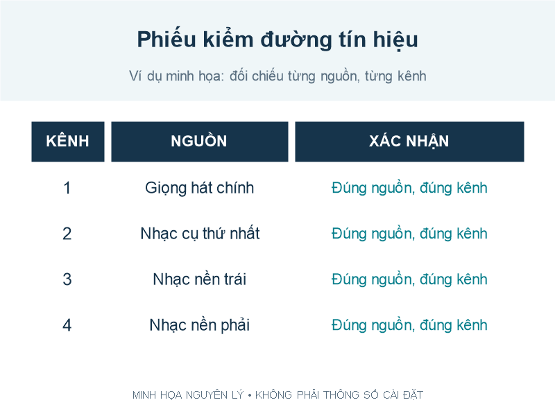 Phiếu kiểm đường tín hiệu theo số kênh và nguồn phát