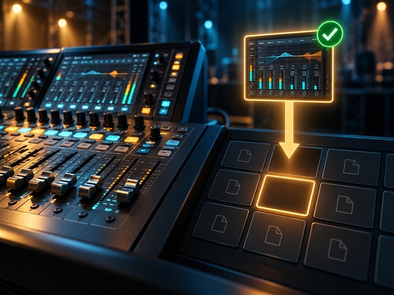 Minh họa 3D thao tác lưu trạng thái mixer vào scene
