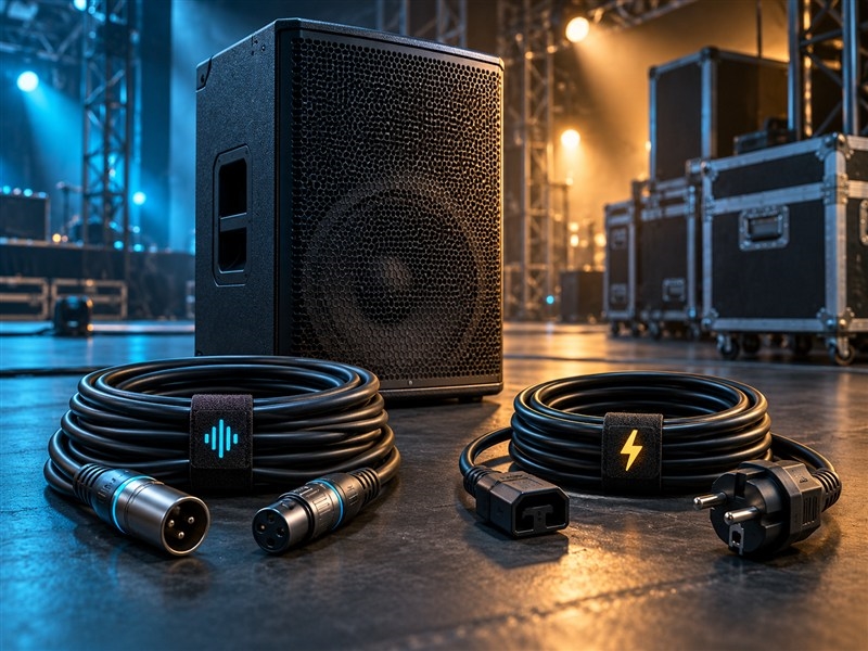 Minh họa 3D dây tín hiệu và dây nguồn dành cho bộ loa active