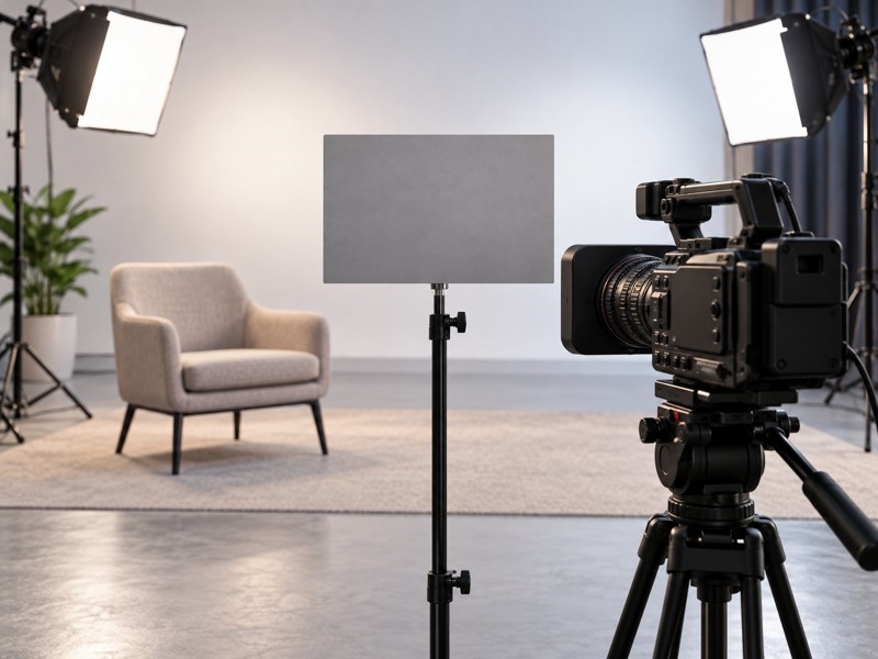 Camera và thẻ xám dùng kiểm tra cân bằng trắng trong studio