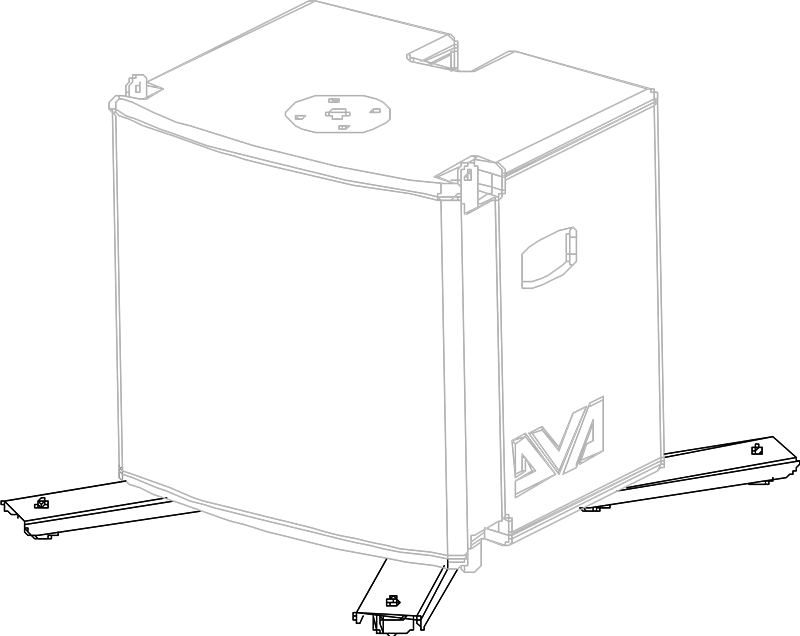 Đế xếp chồng dBTechnologies DGS-MS12 minh họa lắp với loa DVA MS12