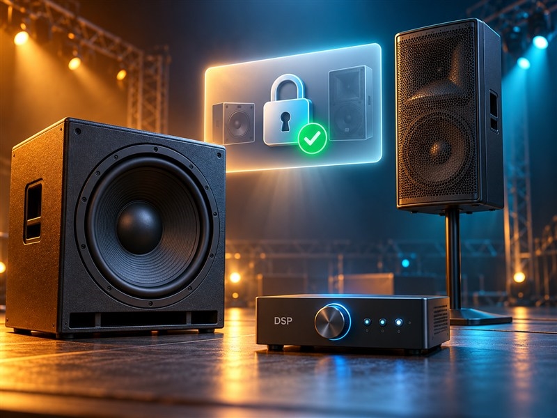 Minh họa 3D preset DSP bảo vệ cấu hình loa sub và loa toàn dải
