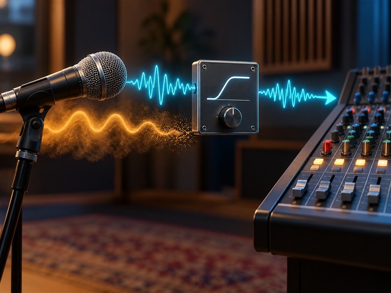 Minh họa 3D giảm tiếng trầm thừa trên tín hiệu micro bằng HPF